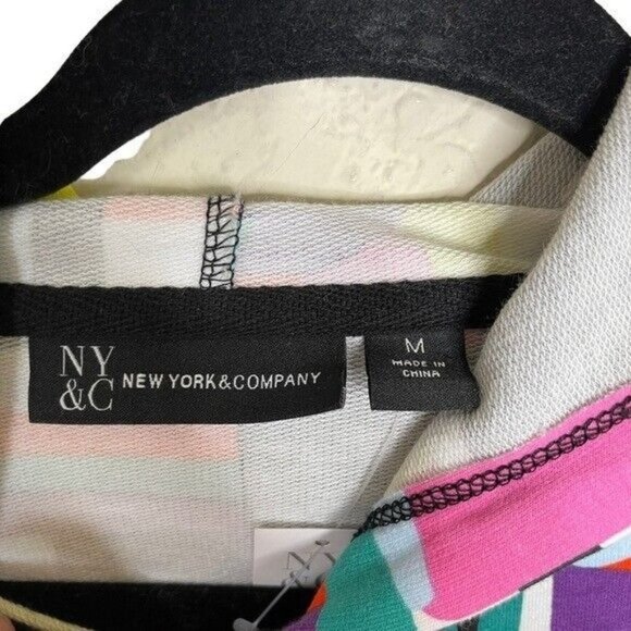 NEW York & Company Abstract French Terry Hoodie Sweatshirt Dress Women’s Medium - Picture 7 of 12